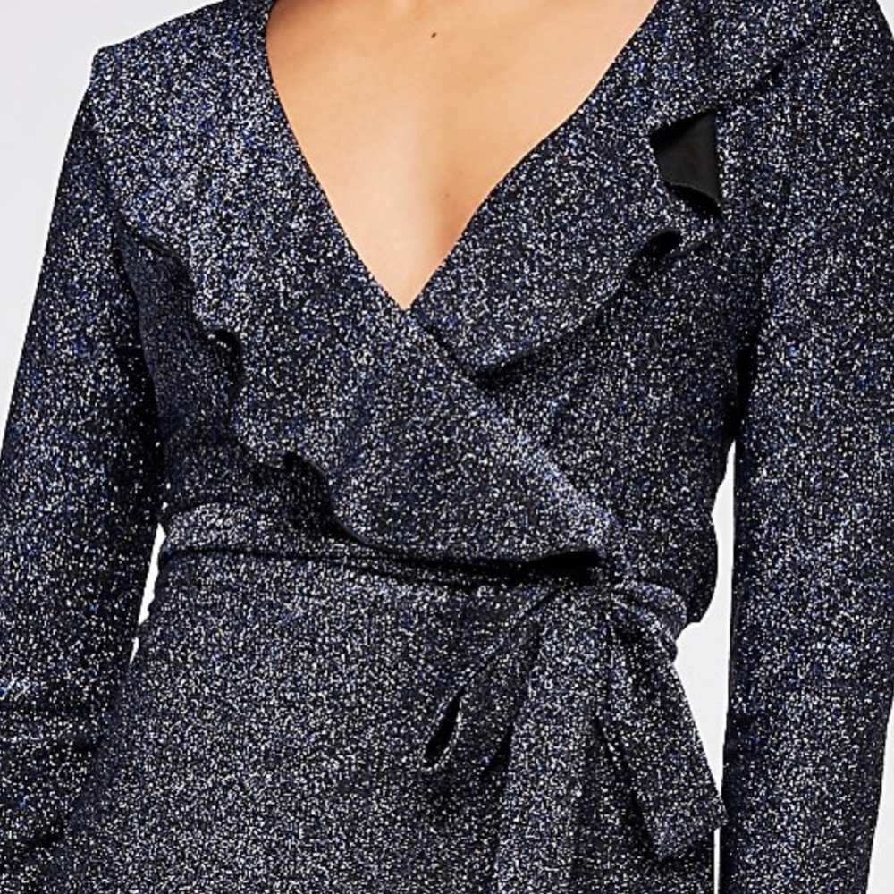 NWT Free People Lurex Ruffle Wrap Midi Dress S - Picture 3 of 3